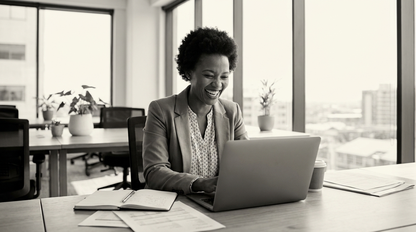 South African business professional at work in a modern Johannesburg office